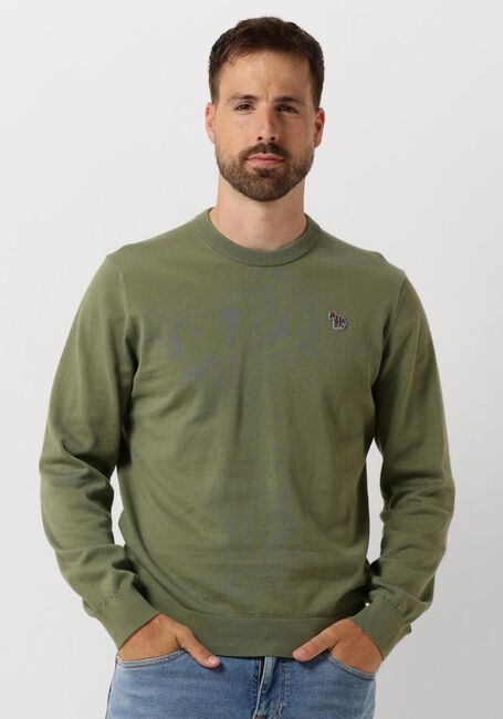 Groene PS PAUL SMITH Trui MENS SWEATER CREW NECK ZEB BAD - large