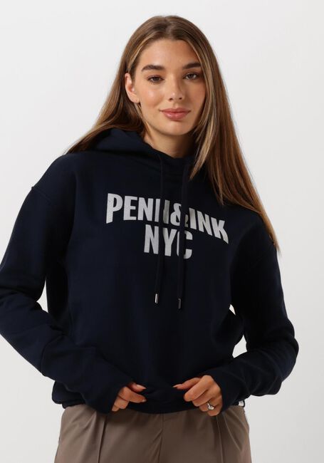 Blauwe PENN & INK Trui 110 HOODIE PRINT - large