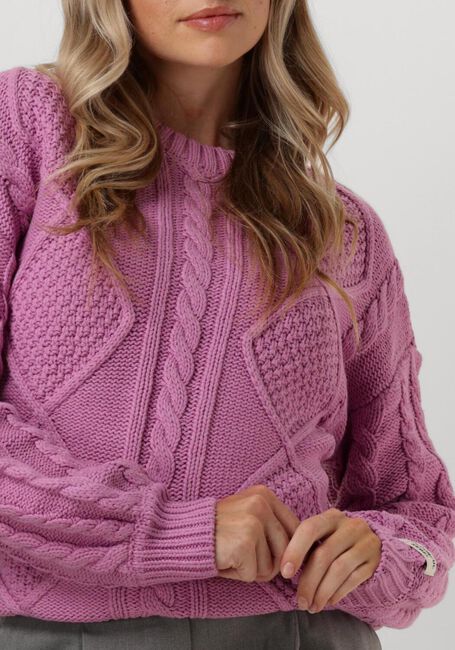 Roze COLOURFUL REBEL Trui OLIVIA CABLE KNITWEAT SWEATER - large