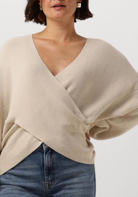 Beige MSCH COPENHAGEN Trui MSCHZINELLE RACHELLE WRAP PULLOVER - large