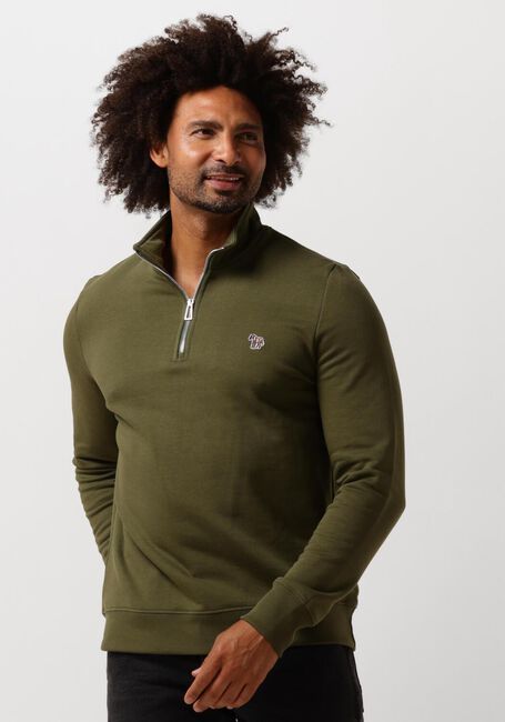 Groene PS PAUL SMITH Sweater MENS REG FIT HALF ZIP SWEAT ZEBRA - large