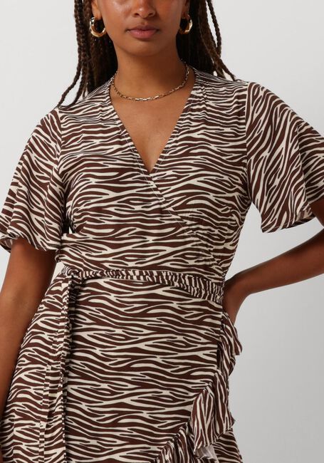 Bruine COLOURFUL REBEL Mini jurk TELSI ZEBRA WRAP DRESS - large