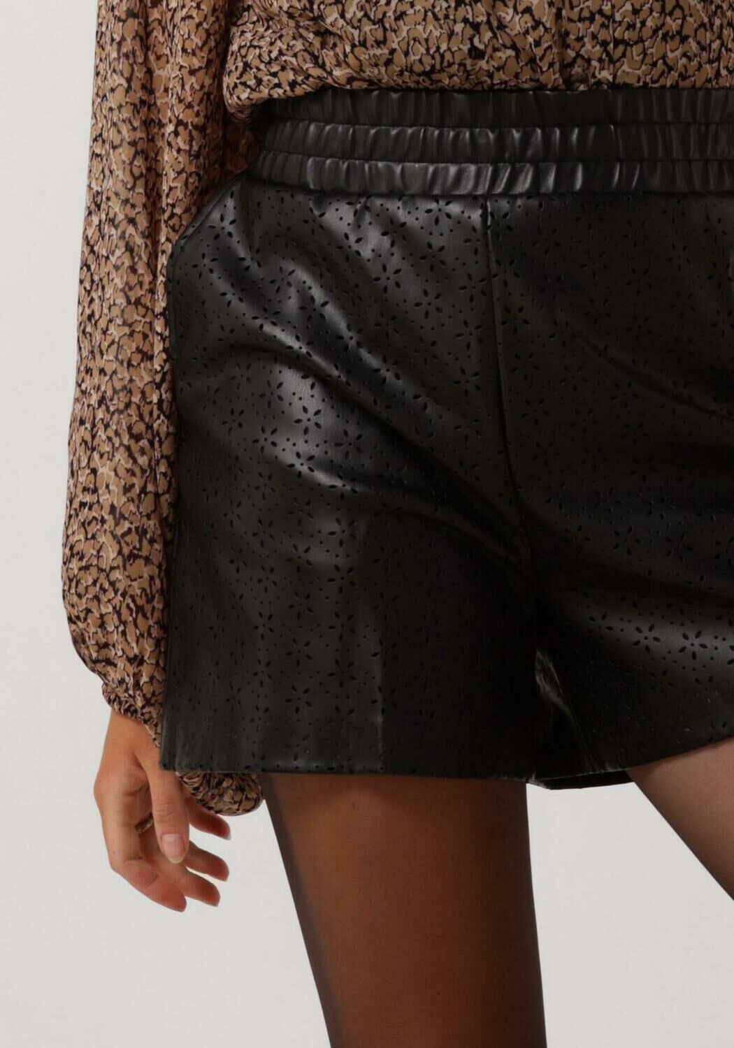 zwarte guess shorts carola faux leather short