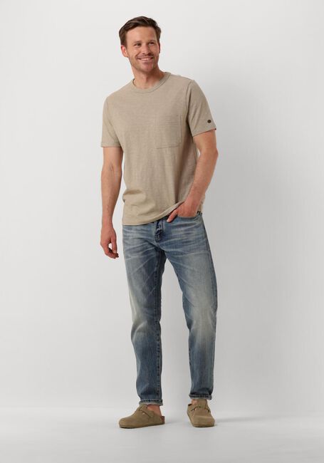 Beige CAST IRON T-shirt SHORT SLEEVE R-NECK REGULAR FIT COTTON SLUB - large