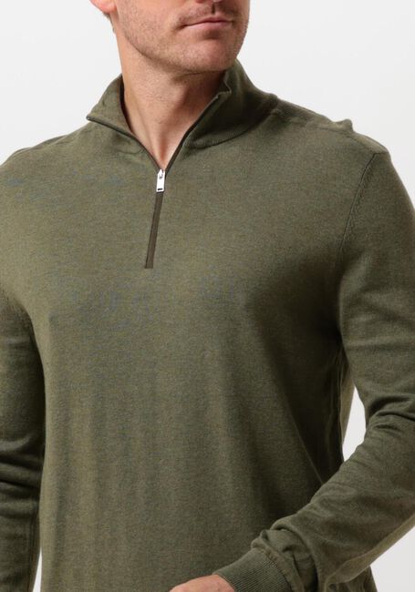 Groene SELECTED HOMME Trui SLHBERG HALF ZIP CARDIGAN NOOS - large