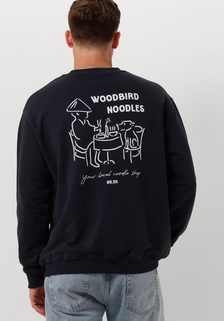 Donkerblauwe WOODBIRD Sweater WBCANE NOODLE CREW - large