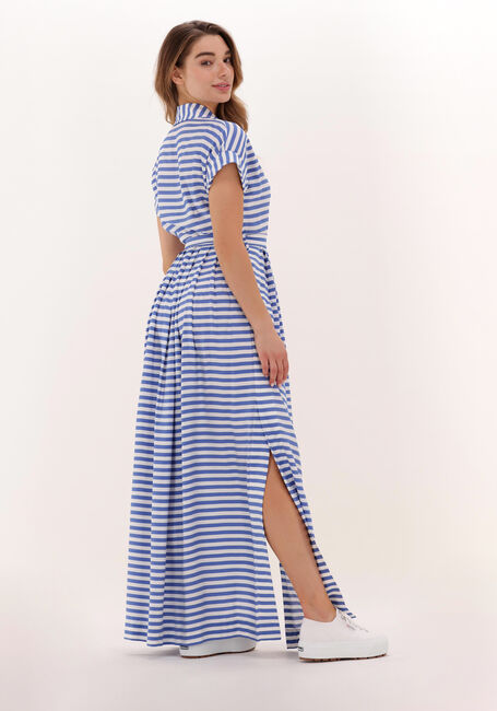 Geneeskunde over het algemeen markt Blauw/wit gestreepte VANILIA Maxi jurk BUTTON LONG DRESS | Omoda