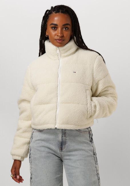 Witte TOMMY JEANS Gewatteerde jas TJW CRP TEDDY ESSENTIAL PUFFER - large