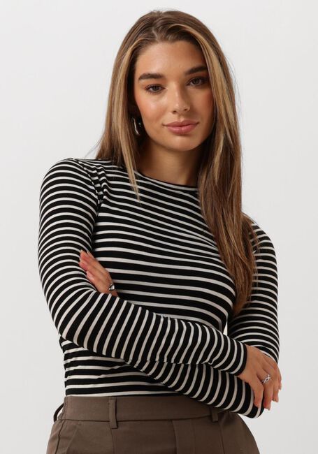 Zwarte SELECTED FEMME Longsleeves SLFMANJA LS O-NECK STRIPE - large