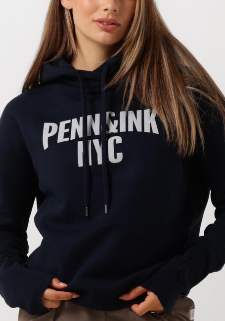 Blauwe PENN & INK Trui 110 HOODIE PRINT - large