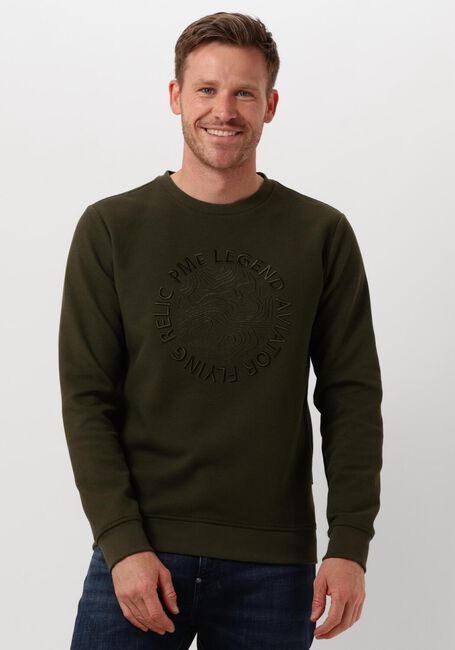 Groene PME LEGEND Trui CREWNECK WAFFLE JERSEY - large