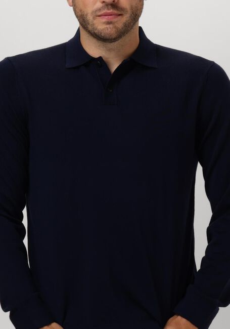 Donkerblauwe SELECTED HOMME Trui SLHTRAY LS KNIT MERINO POLO - large