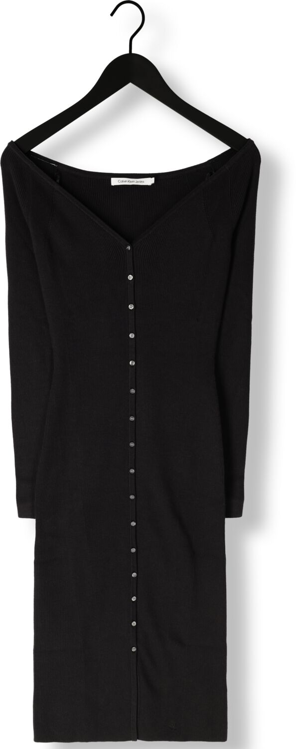 CALVIN KLEIN Dames Jurken Button Long Sweater Dress Zwart