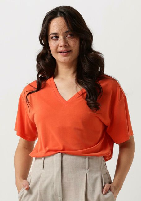 Oranje MSCH COPENHAGEN T-shirt MSCHFENYA MODAL V NECK TEE - large