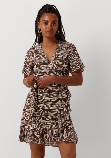 Bruine COLOURFUL REBEL Mini jurk TELSI ZEBRA WRAP DRESS - large