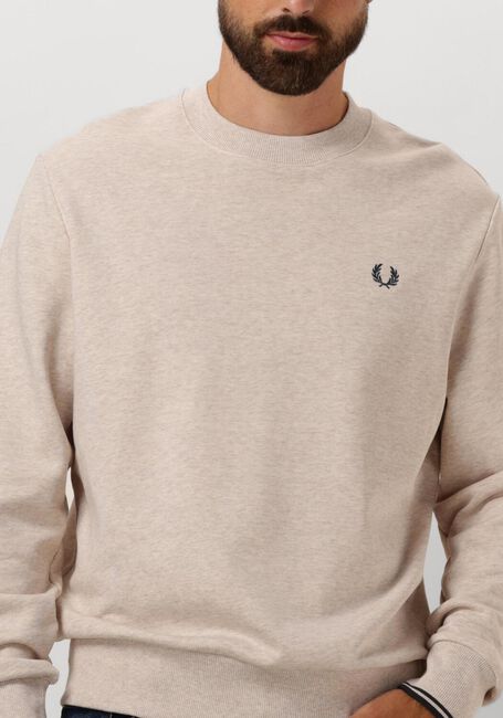 Beige FRED PERRY Trui CREW NECK SWEATSHIRT - large