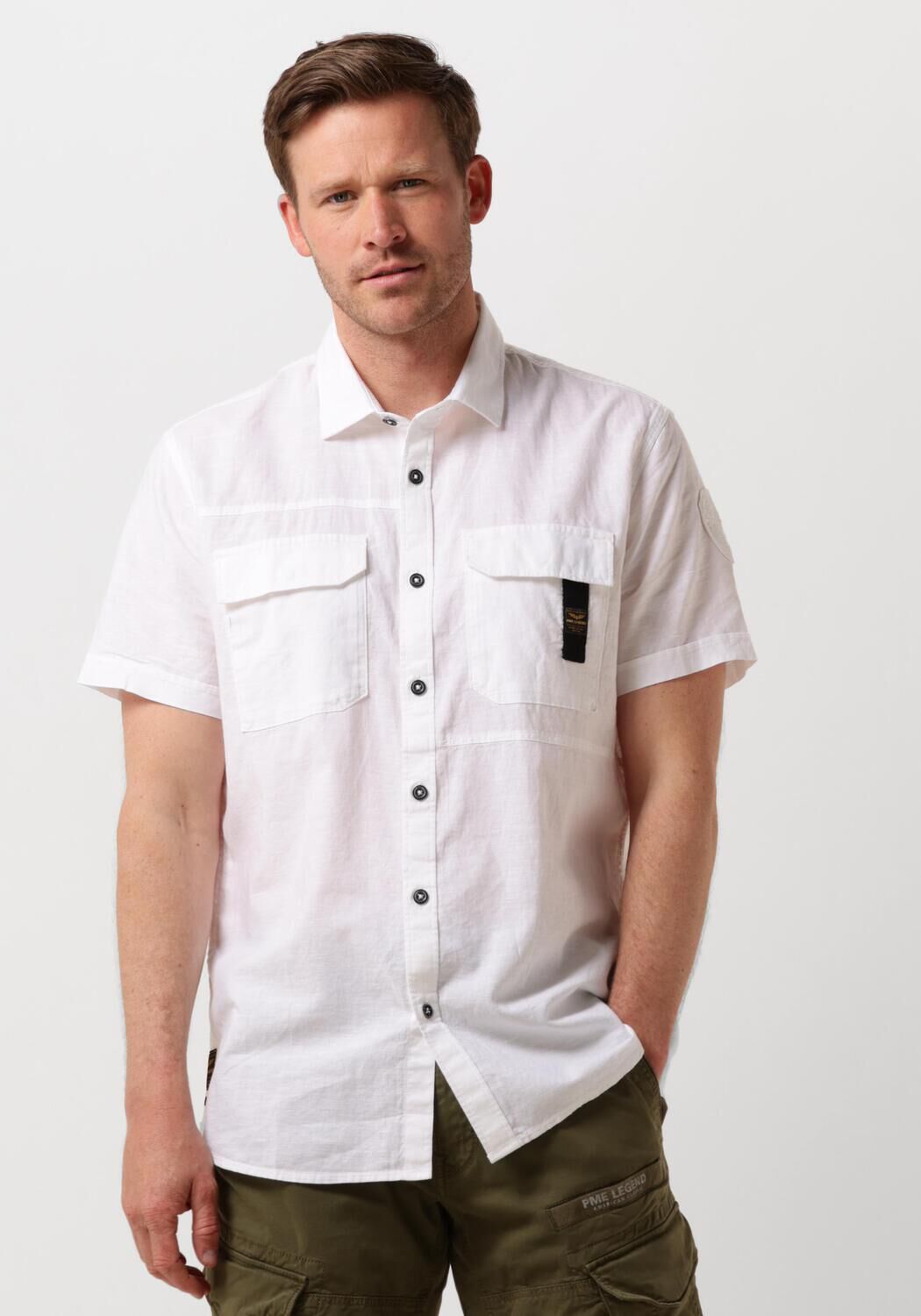 PME LEGEND Heren Overhemden Short Sleeve Shirt Ctn linen Ecru