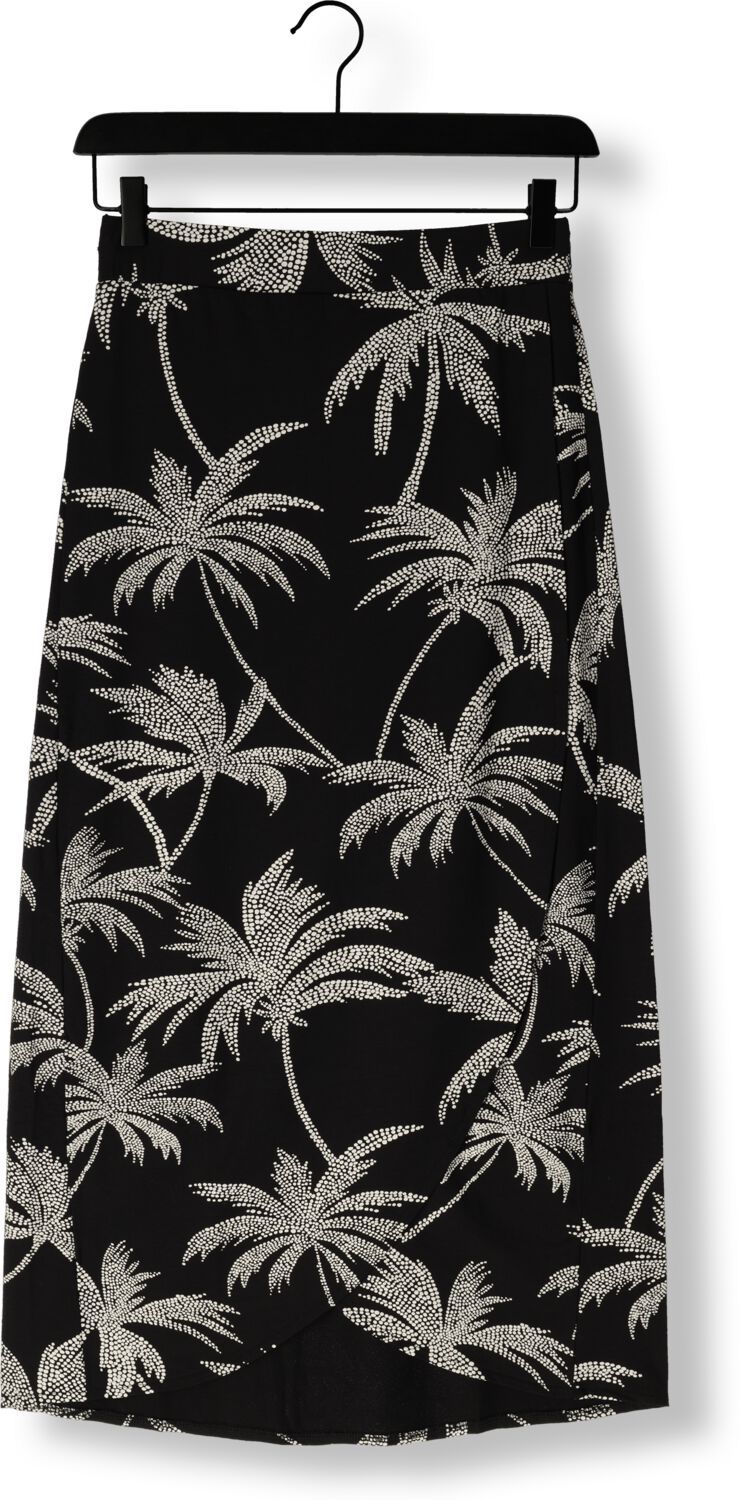 JANSEN AMSTERDAM Dames Rokken Vp663 Jersey Printed Wrap Skirt Zwart