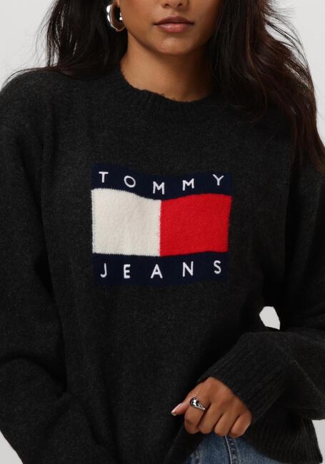 Zwarte TOMMY JEANS Trui TJW MELANGE FLAG SWEATER - large