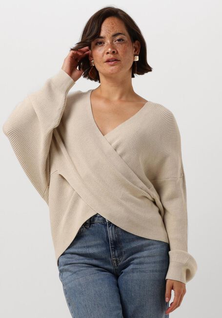 Beige MSCH COPENHAGEN Trui MSCHZINELLE RACHELLE WRAP PULLOVER - large