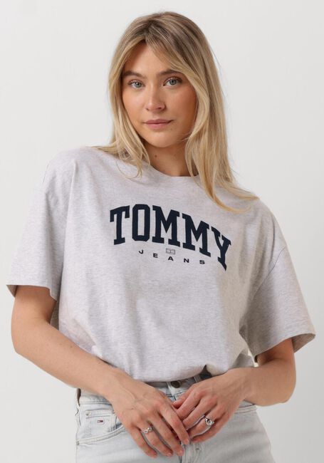 Lichtgrijze TOMMY JEANS T-shirt TJW OVS VARSITY 1 TEE EXT - large