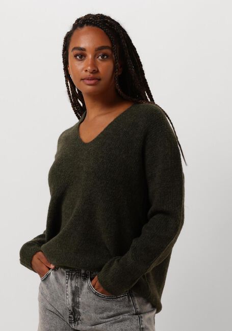 Groene MOS MOSH Trui THORA V-NECK KNIT - large