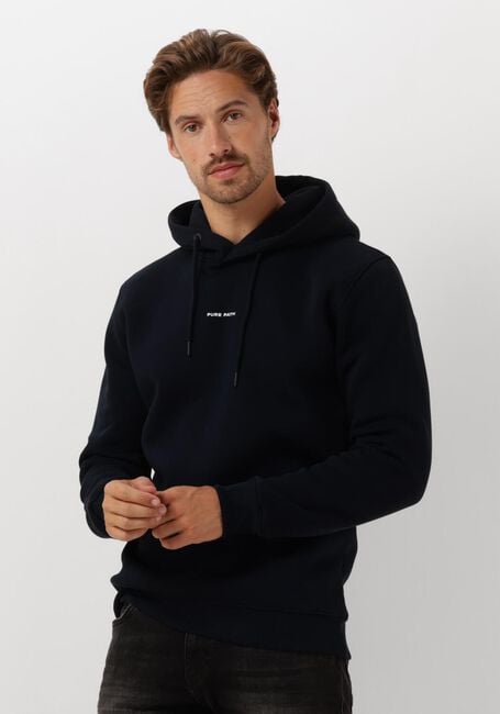 Donkerblauwe PURE PATH Sweater ESSENTIAL LOGO HOODIE - large