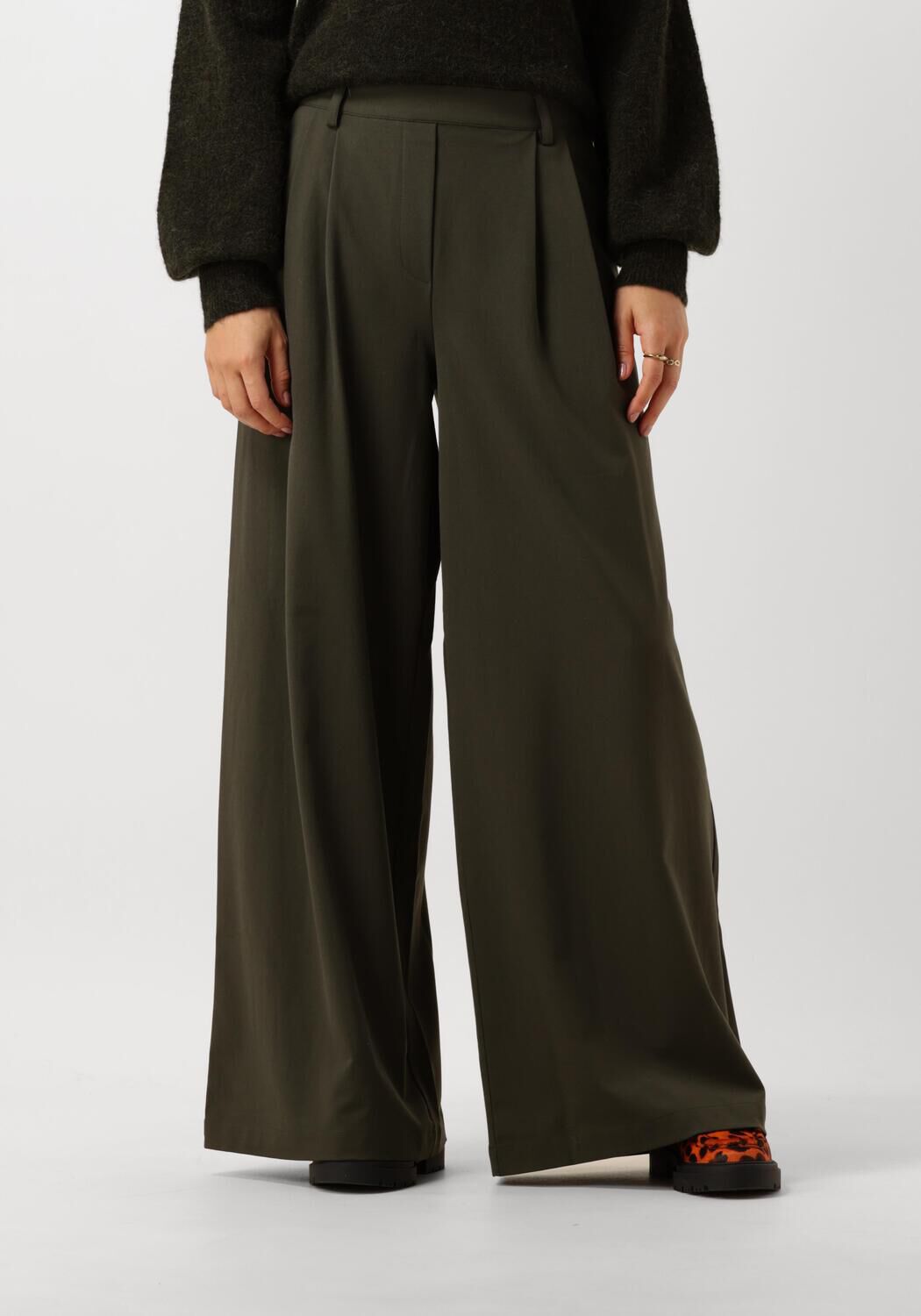 MY ESSENTIAL WARDROBE Dames Broeken Hacemw Wide Pant Donkergroen