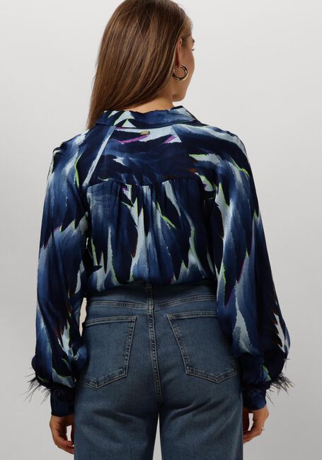 Blauwe POM AMSTERDAM Blouse FEATHERS BLUE - large