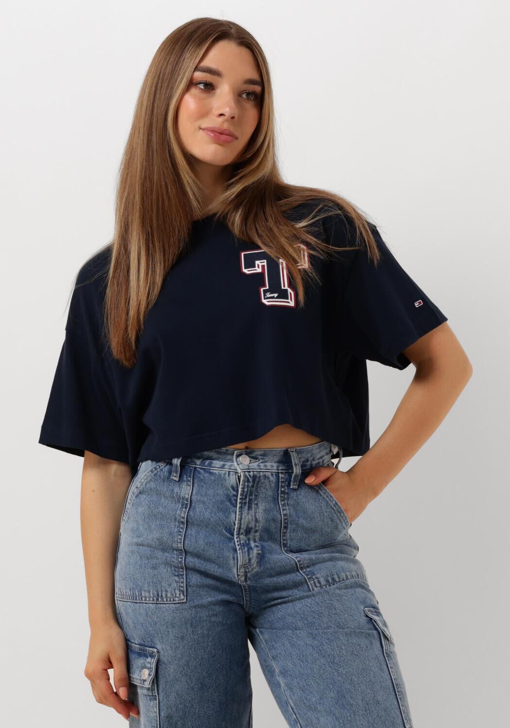 TOMMY JEANS Dames Tops & T-shirts Tjw Letterman Tee Donkerblauw