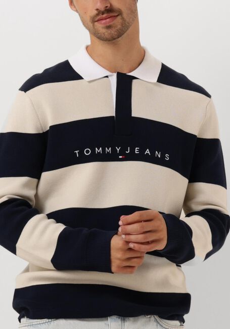 Blauwe TOMMY JEANS Trui TJM REG CB STRIPED LINEAR RUGBY - large