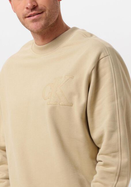 Khaki CALVIN KLEIN Sweater CK APPLIQUE CREW NECK - large