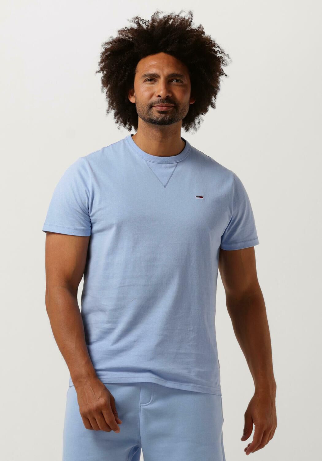 TOMMY JEANS Heren Polo's & T-shirts Tjm Slim Rib Detail Tee Lichtblauw