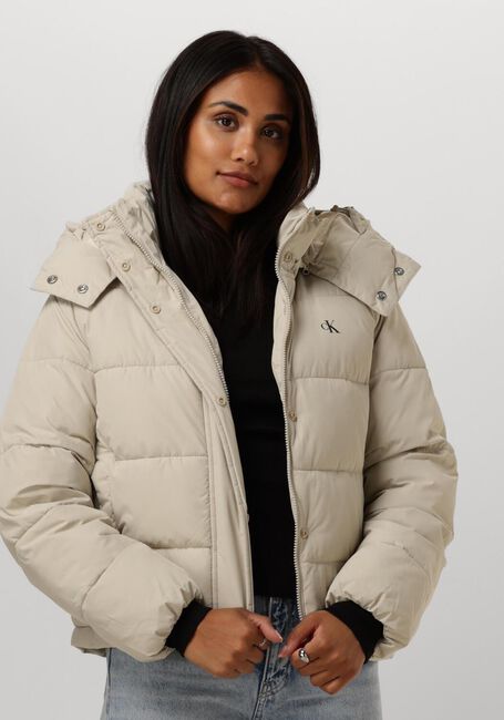 Beige CALVIN KLEIN Gewatteerde jas MATTE MONOLOGO ND SHORT PUFFER - large