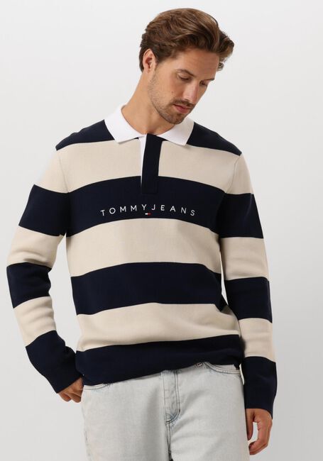 Blauwe TOMMY JEANS Trui TJM REG CB STRIPED LINEAR RUGBY - large