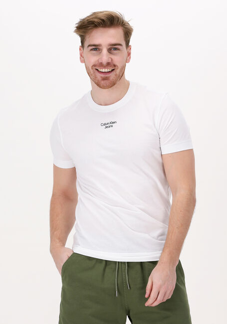 Witte CALVIN KLEIN T-shirt STACKED LOGO TEE - large