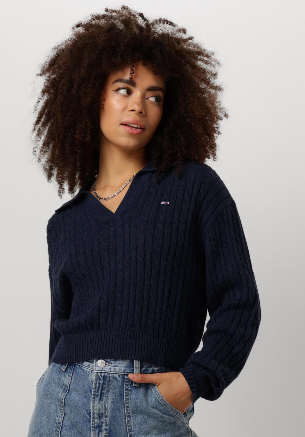 TOMMY JEANS Dames Truien & Vesten Tjw Cable Rugby Sweater Blauw