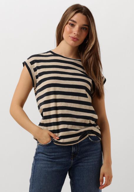 Donkerblauwe BY-BAR Top TOBI BIG STRIPE TOP - large