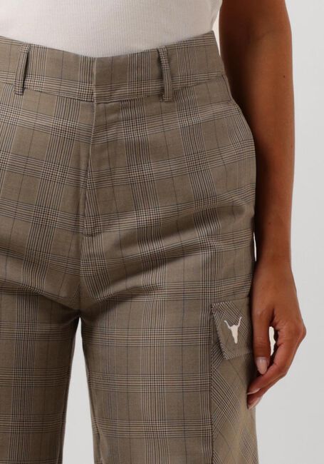 Camel ALIX THE LABEL Cargobroeken LADIES WOVEN CHECK CARGO PANTS - large