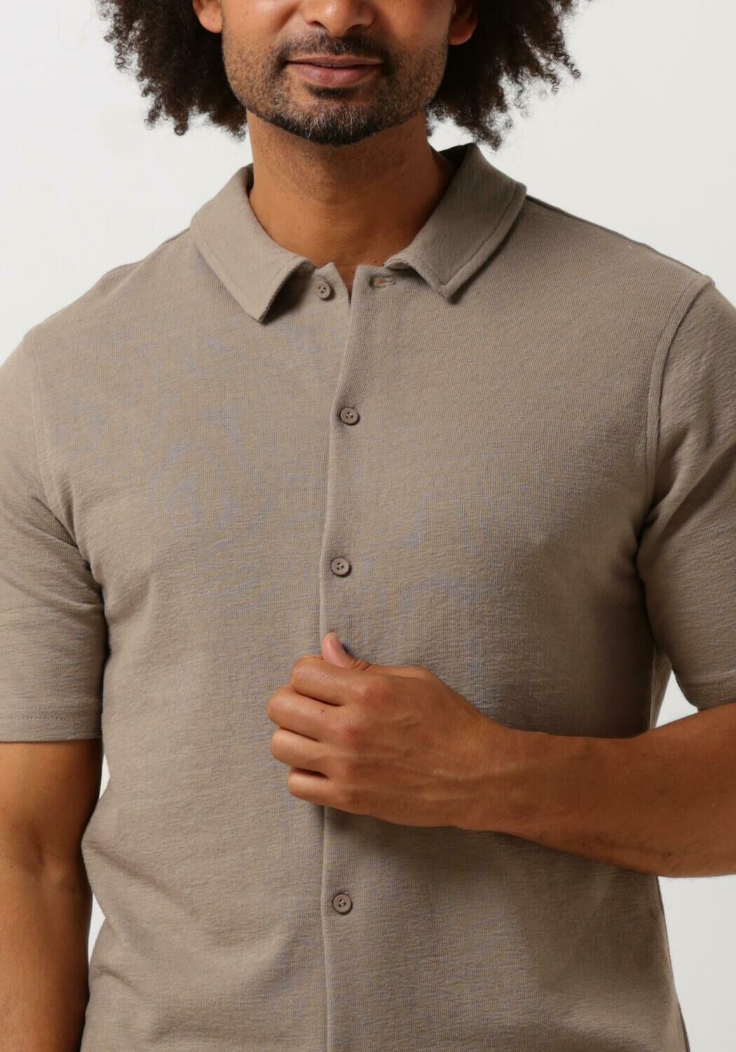 PURE PATH Heren Overhemden Shortsleeve Shirt Button Up Taupe