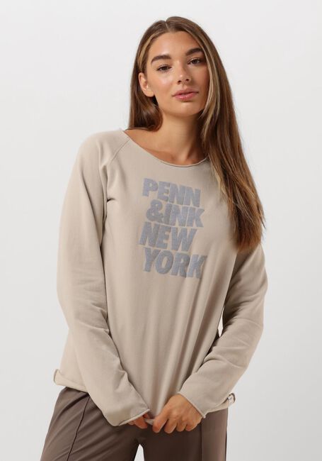 Beige PENN & INK Trui 513 SWEATER PRINT - large