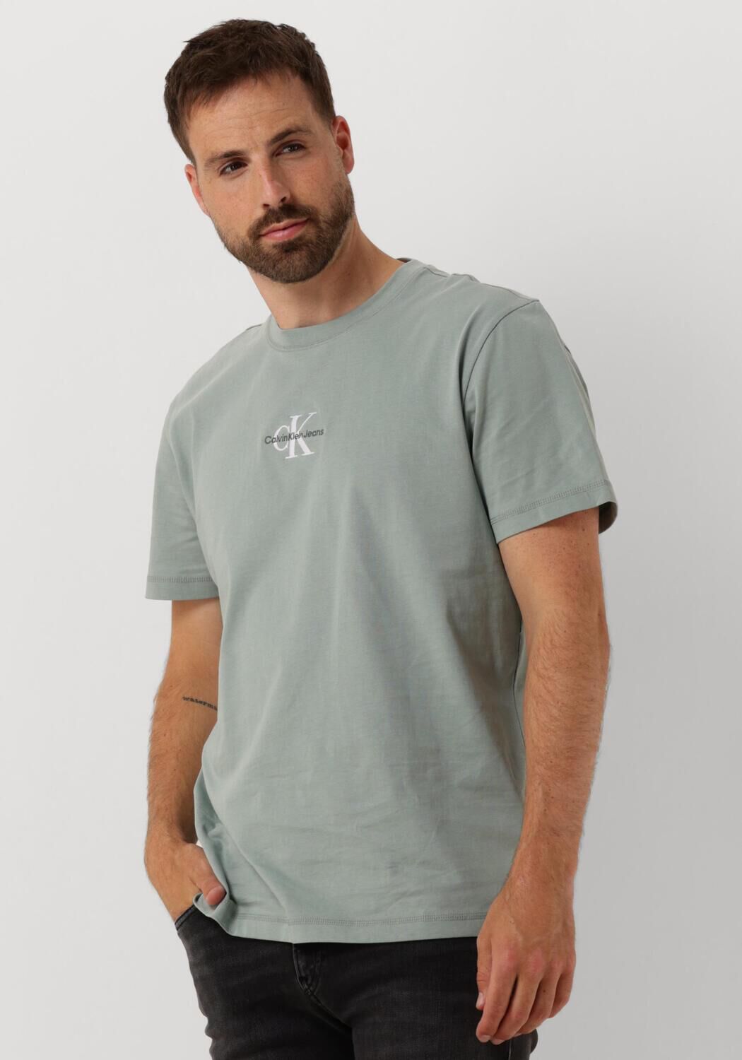 Calvin Klein Heren Polo & T-shirts Monologo Tee Gray Heren