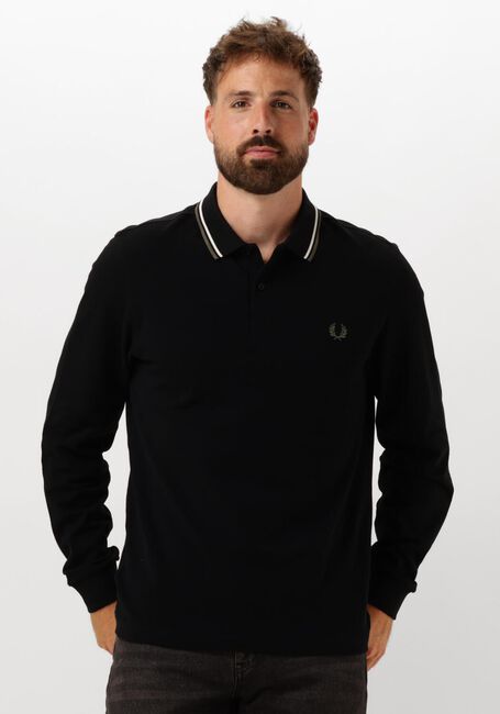 Zwarte FRED PERRY Polo TWIN TIPPED FRED PERRY SHIRT LONG SLEEVE - large