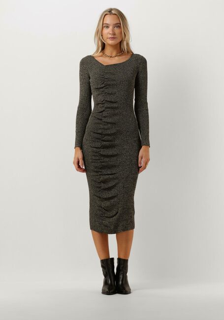 Donkergrijze NOTES DU NORD Midi jurk ICON KNITTED DRESS - large