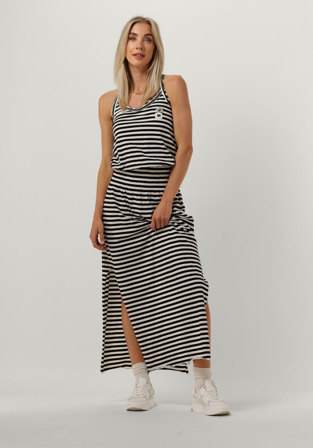 zwarte 10days midi jurk smock dress stripe