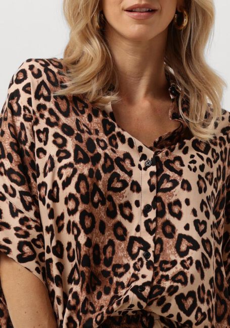 Bruine ALIX THE LABEL Blouse LADIES WOVEN TWILL LEOPARD BOXY BLOUSE - large