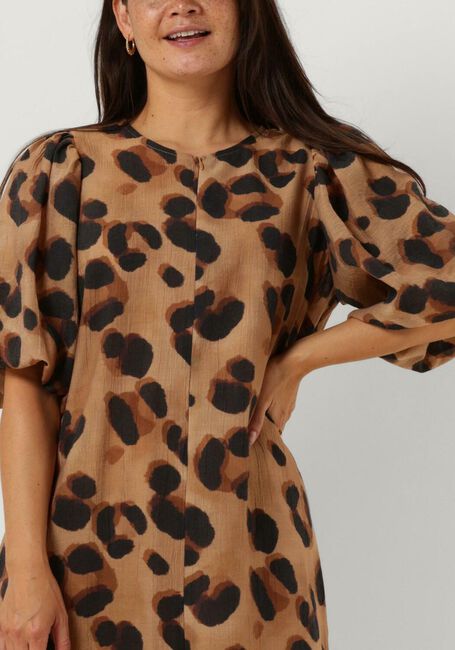 Camel BY-BAR Mini jurk ARYA CHEETA DRESS - large