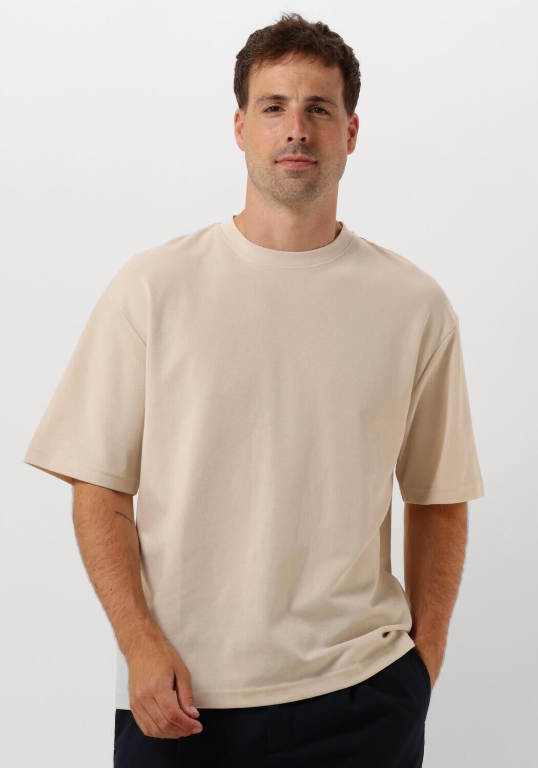 SELECTED HOMME Heren Polo's & T-shirts Slhlooseoscar Ss O-neck Tee Beige