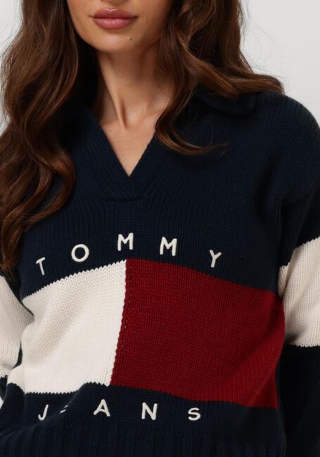 Blauwe TOMMY JEANS Trui TJW RWB FLAG RUGBY SWEATER - large