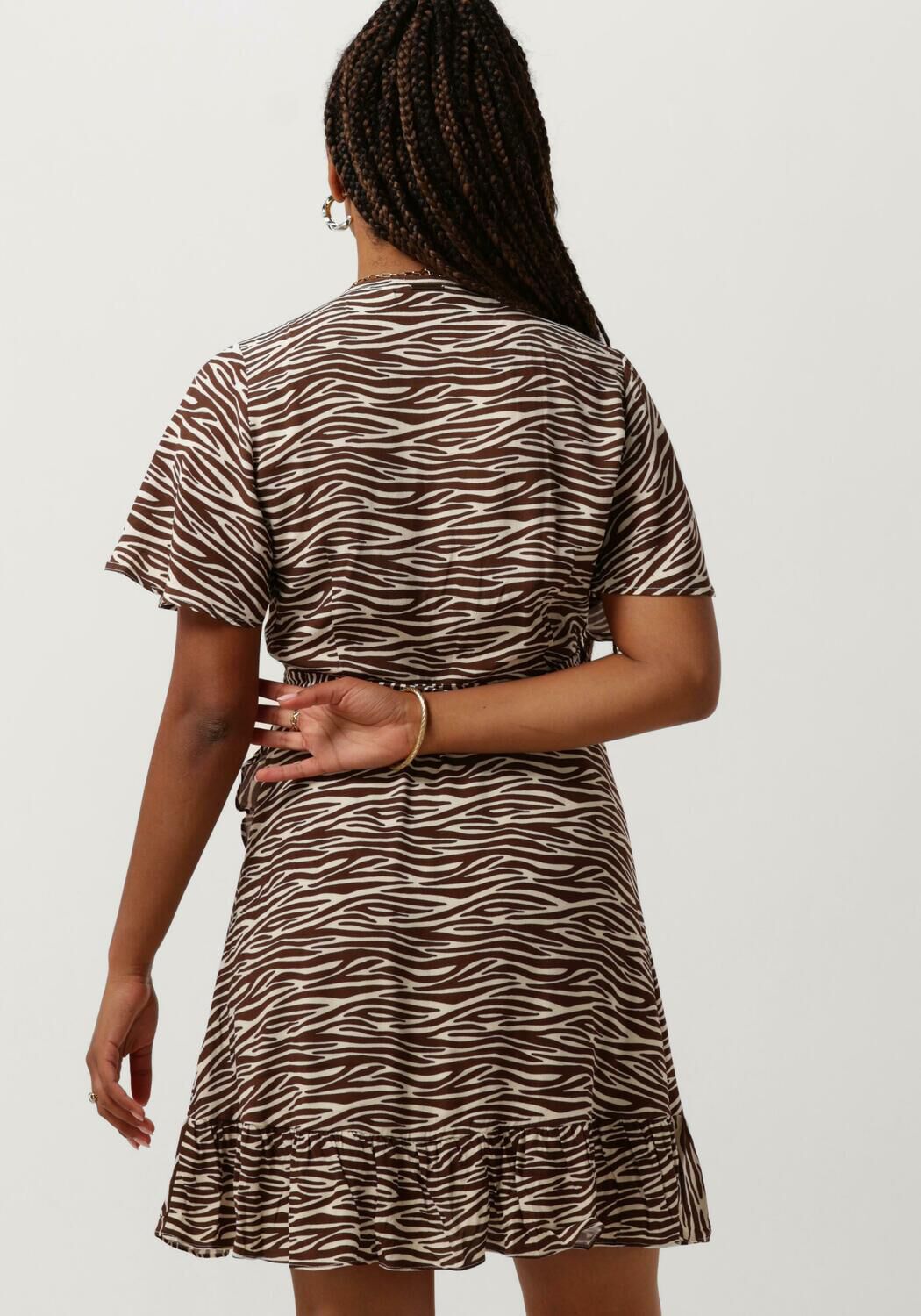 COLOURFUL REBEL Dames Jurken Telsi Zebra Wrap Dress Bruin